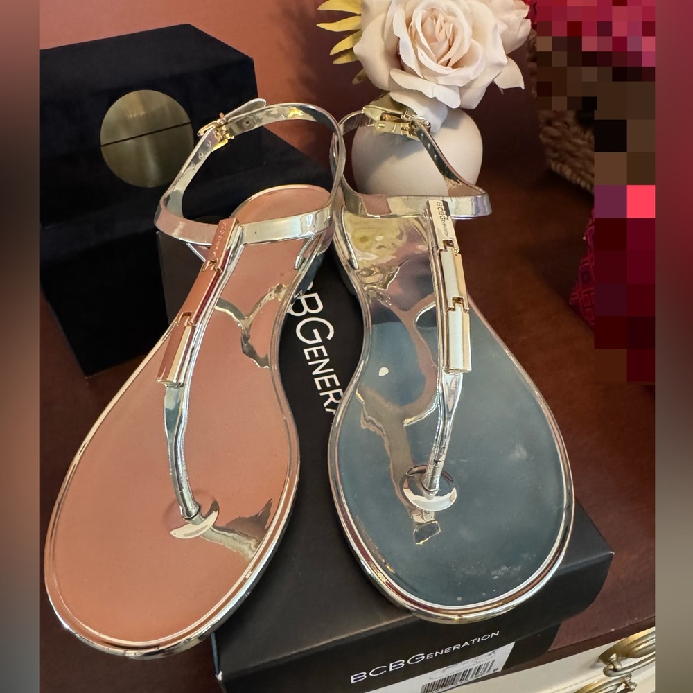 Bcbgeneration Silver Strappy Sandals - image 1